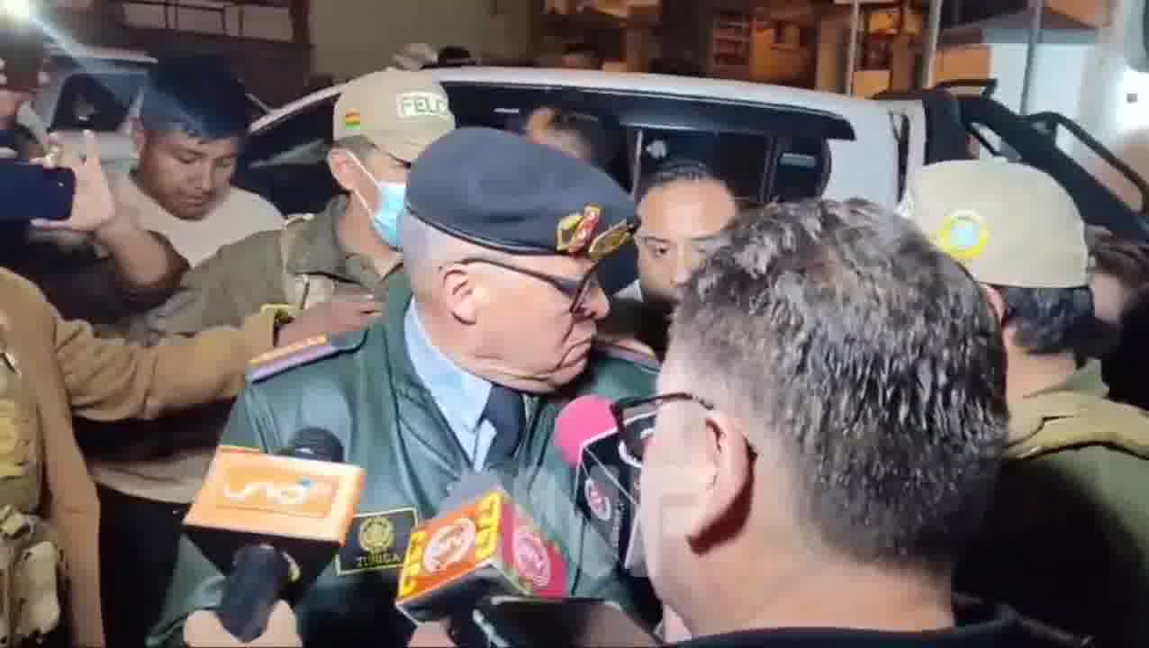 Bolivian General Zuñiga was arrested this evening whilst talking to the press, he claimed that the 'coup' today was done on the instruction of the president to boost his popularity